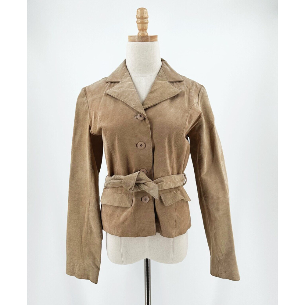 VTG Style Wilsons Suede Leather Blazer Trench‎ Jacket Medium Belt Boho Retro